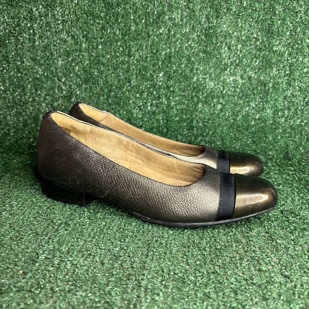 Clarks‎ Keesha Rosa Cap Toe Metallic Bronze Leather Ballet Flats Womens Size 9